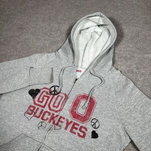 Ohio State Buckeyes Hoodie Sweatshirt Womens L Full Zip Gray Fleece Logo Soffe